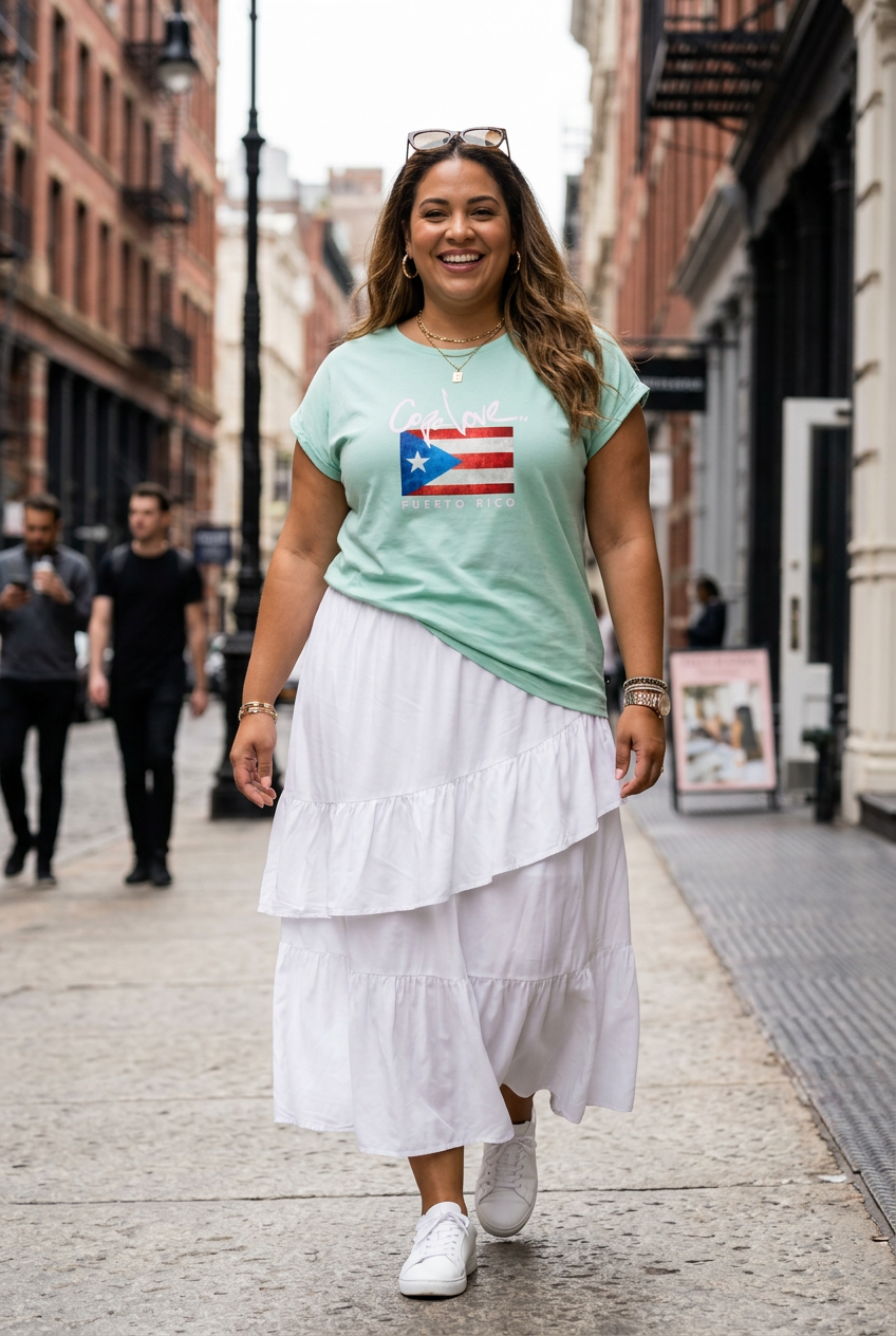 Puerto Rico Flag Women’s Cuffed-Sleeve Tee | Copa Love